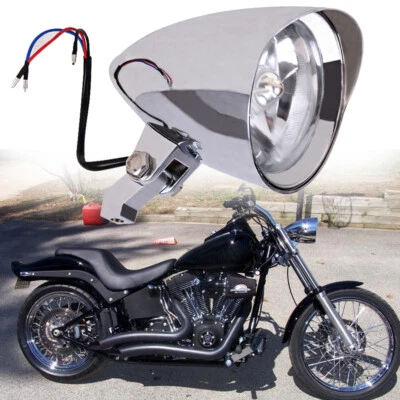 5-3/4" Chrome Bullet Tri Bar Headlight For Harley Sportster Dyna Softail Chopper Foto 1 de 4