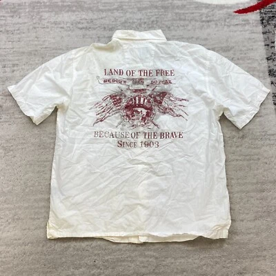 Camisa Mecánica Harley Davidson De Colección Extra Grande Blanca Beige Taller Garaje Snap Foto 1 de 4