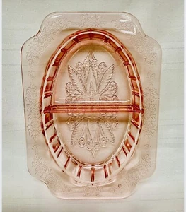 Vintage Pink Depression Glass Jeanette Adam Divided Relish Dish - Picture 1 of 4