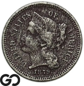 1879 Three Cent Nickel, FINE Wholesale Bid 95, Details Tough Date - Picture 1 of 3