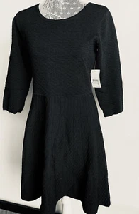 JESSICA SIMPSON Women Black Dress Sz L 3/4 Sleeve Fit & Flare $148 NEW 3RO-1 - Picture 1 of 9