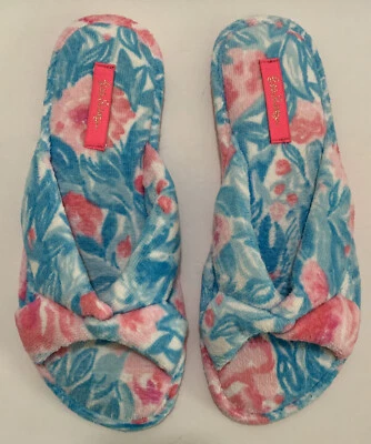 Zapatillas de felpa Lilly Pulitzer nuevas sin etiquetas Bondi azul rosa My Little Peony 7/8 Foto 1 de 4