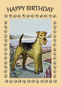 LAKELAND TERRIER STANDING DOG BIRTHDAY GREETINGS NOTE CARD - Picture 1 of 1