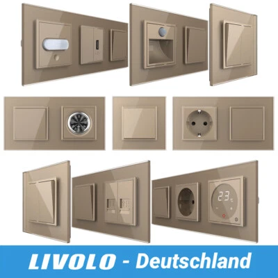 LIVOLO Wippe Glas Lichtschalter Steckdosen Taster Dimmer Kreuz-/ Wechselschalter - Bild 1 von 4