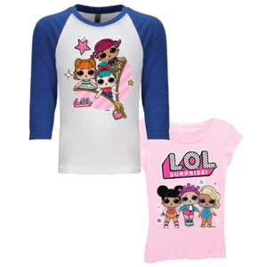 L.O.L. Surprise! Girls 2 Pack T-Shirt- Long Sleeve Short Sleeve Combo- XS 4/5 - Picture 1 of 2