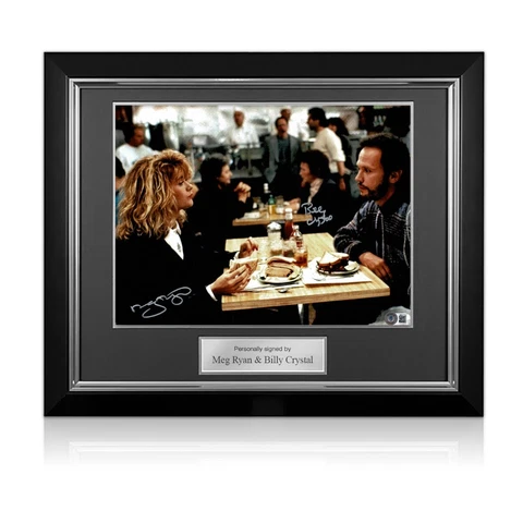 Billy Crystal And Meg Ryan Signed When Harry Met Sally: Restaurant. Deluxe Frame Cover