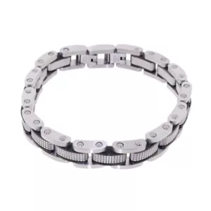 Pulsera de 8,5" de acero inoxidable con ribete negro para hombre - Imagen 1 de 2