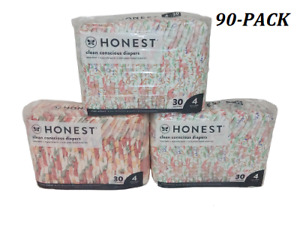 (90-PACK) NEW Honest Company Gentle & Absorbent Diapers,Size:4 (22-37 LBS) GIRLS