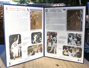 1998 M. McGWIRE & S. SOSA Gold Plated cards in Danbury Mint HOME RUN Memorial - Picture 1 of 4