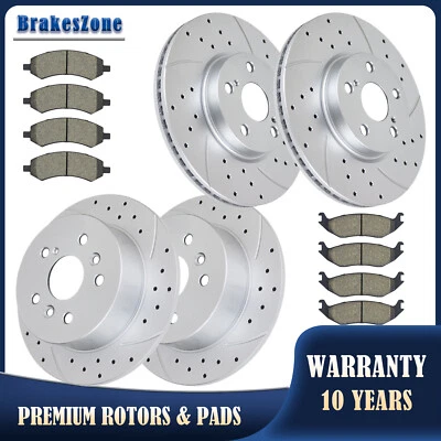 Передние задние тормозные диски колодки подходят для Lincoln Zephyr 2006 тормоза с прорезями и отверстиями - Изображение 1 из 4