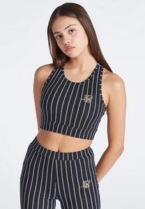 SikSilk Girls Black Baseball Stripe Bralette 11-12 Years - Picture 1 of 5