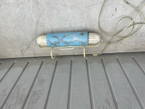 Vintage Moulded Frosted Blue Glass Headboard Lamp Floral Plastic metal - Picture 1 of 16