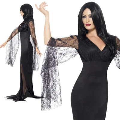 Damas Disfraz Parca Vestido Negro Alma Inmortal Vestido Elegante Halloween Foto 1 de 4