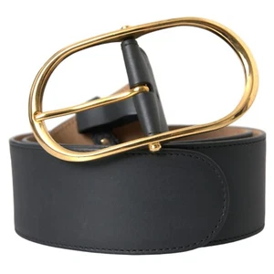 DOLCE & GABBANA Belt Black Leather Gold Oval Metal Buckle 85cm / 34in RRP 620usd - Picture 1 of 8