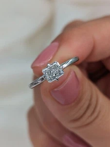 1.00 CT Radiant Cut EF VS/SI Lab Grown Diamond Engagement Ring 14k White Gold - Picture 1 of 7