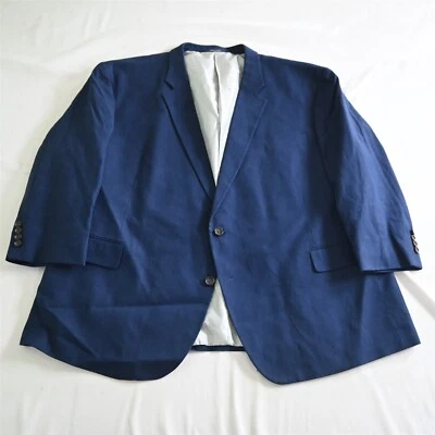 NEW Stafford 58R Navy Blue Linen Cotton Classic Mens Blazer Sport Coat Jacket - Image 1 of 4