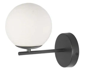 Decor Living 1-Light Matte Black Frosted Globe Sconce - Picture 1 of 3