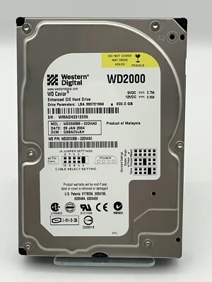 200GB IDE Hard Drive ~ Vintage Western Digital Caviar WD2000BB 3.5" - Image 1 of 2
