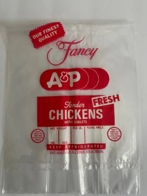 Vintage A & P Plastic Bag Tender Chickens Lot of 10 Bags - Image 1 of 3