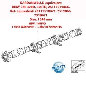 Albero di Trasmissione Cardanico Bmw 26117519866 , 1548 mm, NEW , 1 YEAR WARRANT - Picture 1 of 2