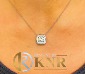 Round Cut Moissanite Pendent And Chain Necklace Gift 14k White Gold 1.15ctw - Picture 1 of 8