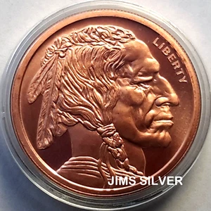 Büffel 1 Unze Kupfermedaille Stempelglanz & GRATIS Kapsel! .999 REINES Kupfer - sofort lieferbar! USA Made - Bild 1 von 4