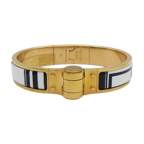 HERMÈS Bracciale HERMES Charniere smalto bianco e nero placcato oro