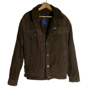 US Polo Assn Men's Brown Corduroy Sherpa Lined Long Sleeve Snap Trucker Coat M - Picture 1 of 16