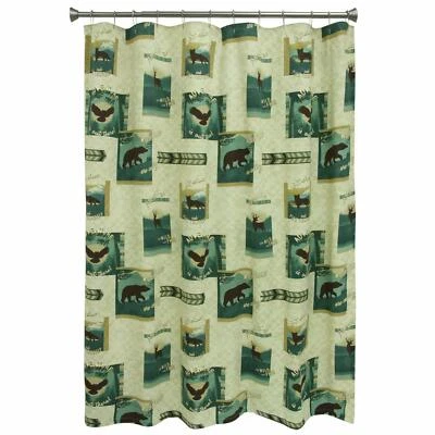 Bacova Bathroom Shower Curtain Wildlife Bath Theme Mountain Animal Rustic Lodge - Image 1 of 2