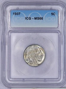 1937 Buffalo Nickel 5c ICG MS66 - Picture 1 of 2
