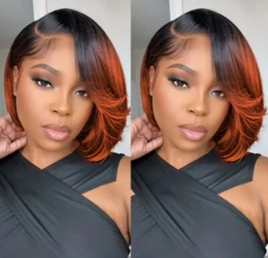Women's Brazilian Human Hair Lace Front Wig, 13x4 Short Bob Pixie Cut,... - Picture 1 of 4