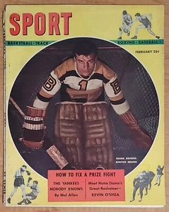 Revista deportiva de febrero de 1948 - portada de los Boston Bruins de Frank Brimsek - Imagen 1 de 6
