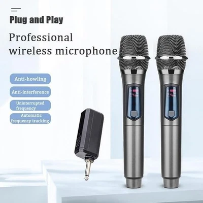 2.4G Wireless Dual Microphone for Karaoke, Wireless Dynamic Microphone with Re - Image 1 of 4