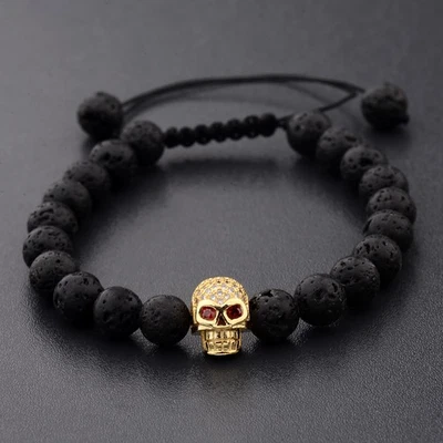 Cordão de caveira punk nórdico ao ar livre pulseira masculina antiga Viking Paracord - Imagem 1 de 4