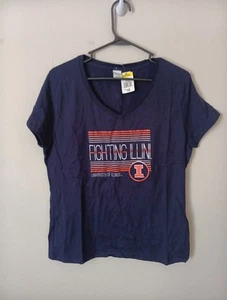 T-shirt donna manica corta Illinois Fighting Illini College NCAA Hanes taglia M - Foto 1 di 3