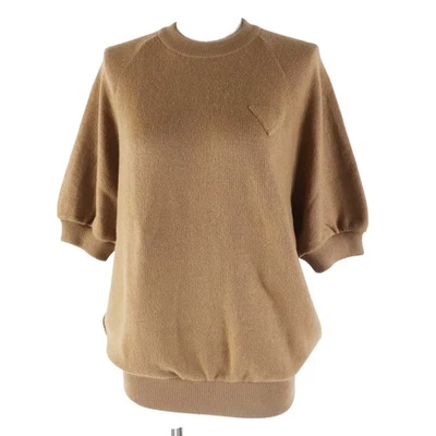 Excellent PRADA Short sleeve knit Triangle With logo crew neck cashmere Wome... - Image 1 of 4