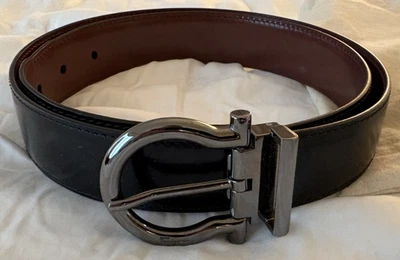 Пояс мужской Salvatore Ferragamo черный с серым Gancini 36 дюймов (подходит для талии 29–30 дюймов) - Изображение 1 из 4