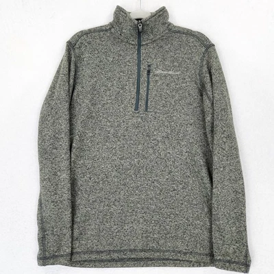 Eddie Bauer Pullover Herren mittelgrau Half Zip meliert Fleecepullover Freizeit - Bild 1 von 4
