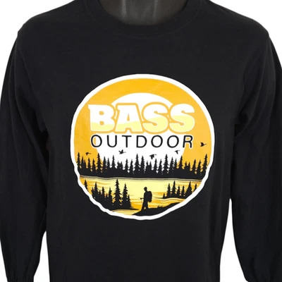 Bass Outdoor T Shirt Mens Size Small Black Wilderness Hiking Nature Tee - Image 1 of 4