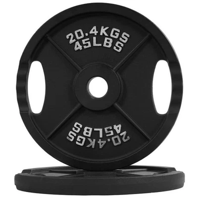 Classic Cast Iron Olympic Weight Plates for Strength Training 2-Inch 45lb Pair - Image 1 of 4