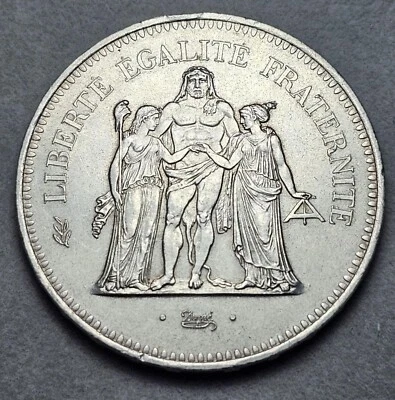 moneda de plata Hércules de 50 francos de Francia 1977 Foto 1 de 2