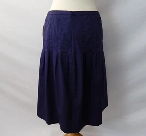 NWT $165 ETCETERA sz 4 VINTAGE NAVY COTTON SATEEN STRETCH A-LINE SKIRT - Picture 1 of 9