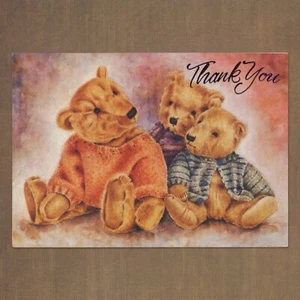 Cute Vintage THANK YOU Blank Card, Teddy Bears by Image Arts Deluxe Greetings +✉ - Picture 1 of 6
