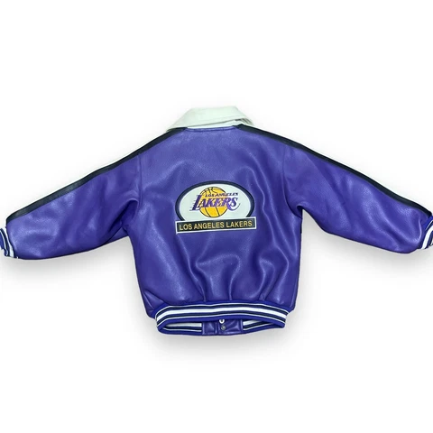 Vintage Los Angeles Lakers Leather Jacket Mighty Mac Size Kids 5 Embroidered Cover