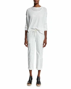 Skin Meryl Straight-Leg Cropped Pants, Crane White S/1 - Picture 1 of 3