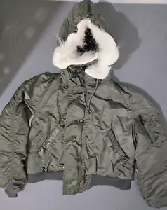 military jacket large vtg 70s green pilot cold weather N-2B bomber flight parka - Picture 1 of 19