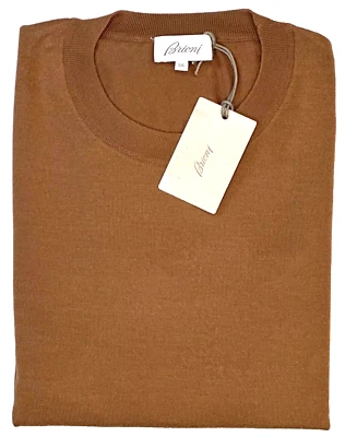 $1650 NEW BRIONI SWEATER EU 56 / L VICUNA COLOR SLIM FIT CASHMERE SILK CREW NECK - Image 1 of 4