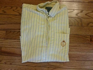Boys Lauren Ralph Lauren Yellow & Blue Striped Button-Down Shirt, Size 10 - Picture 1 of 4