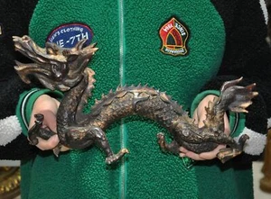 10'' China bronze gilt Feng Shui auspicious 12 Zodiacs animal loong dragon statu - Picture 1 of 9