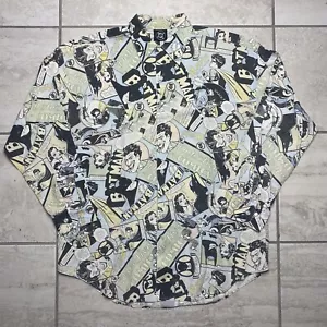 DC Comics Batman Long Sleeve Shirt All Over Print Button Vintage Mens Medium M - Picture 1 of 6